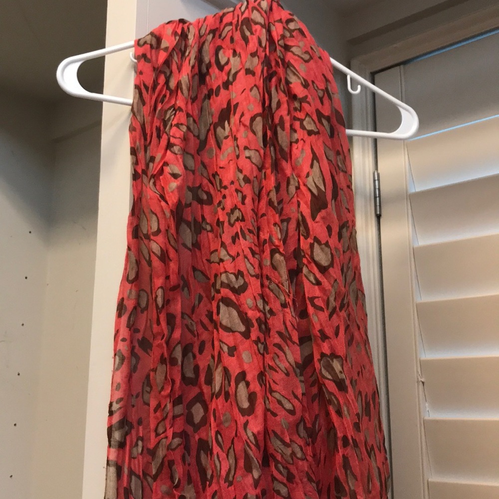 Coral leopard scarf